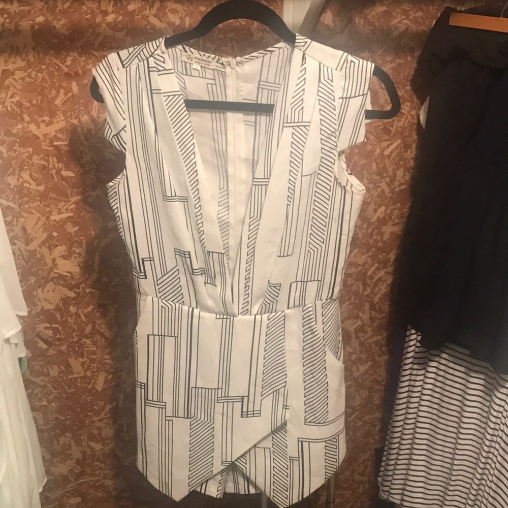 White and black romper